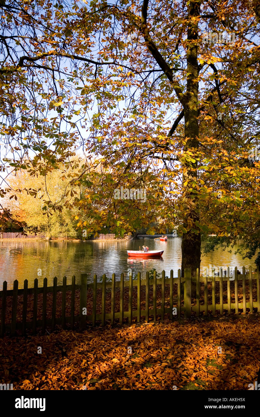 Autumn at the boating lake Alexandra Palace, London, England UK Stock Photo
