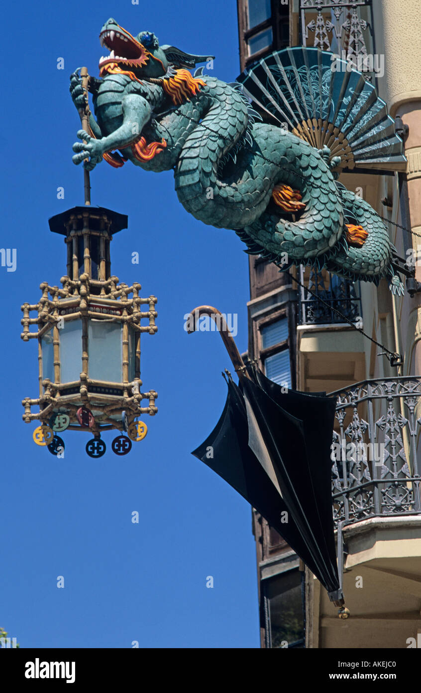 Sign for Umbrellas Las Ramblas Barcelona Stock Photo Alamy