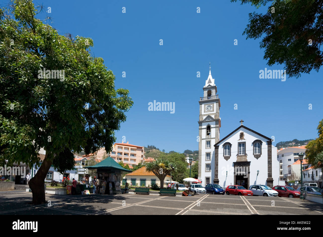 Church in the Main Square, Canico, Madeira, Portugal Stock Photo