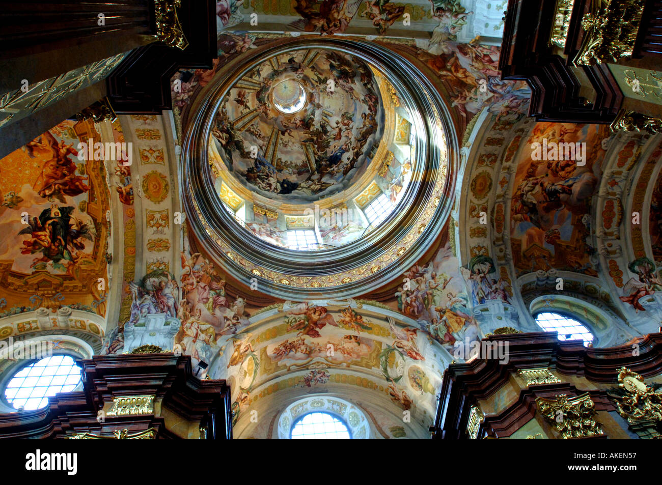 Roof paintings at the Monastery at Melk Nr Vienna on the bank of the River Danube Stock Photo