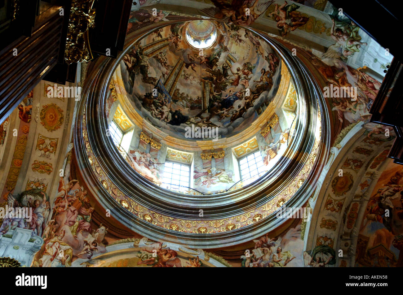 Roof paintings at the Monastery at Melk Nr Vienna on the bank of the River Danube Stock Photo