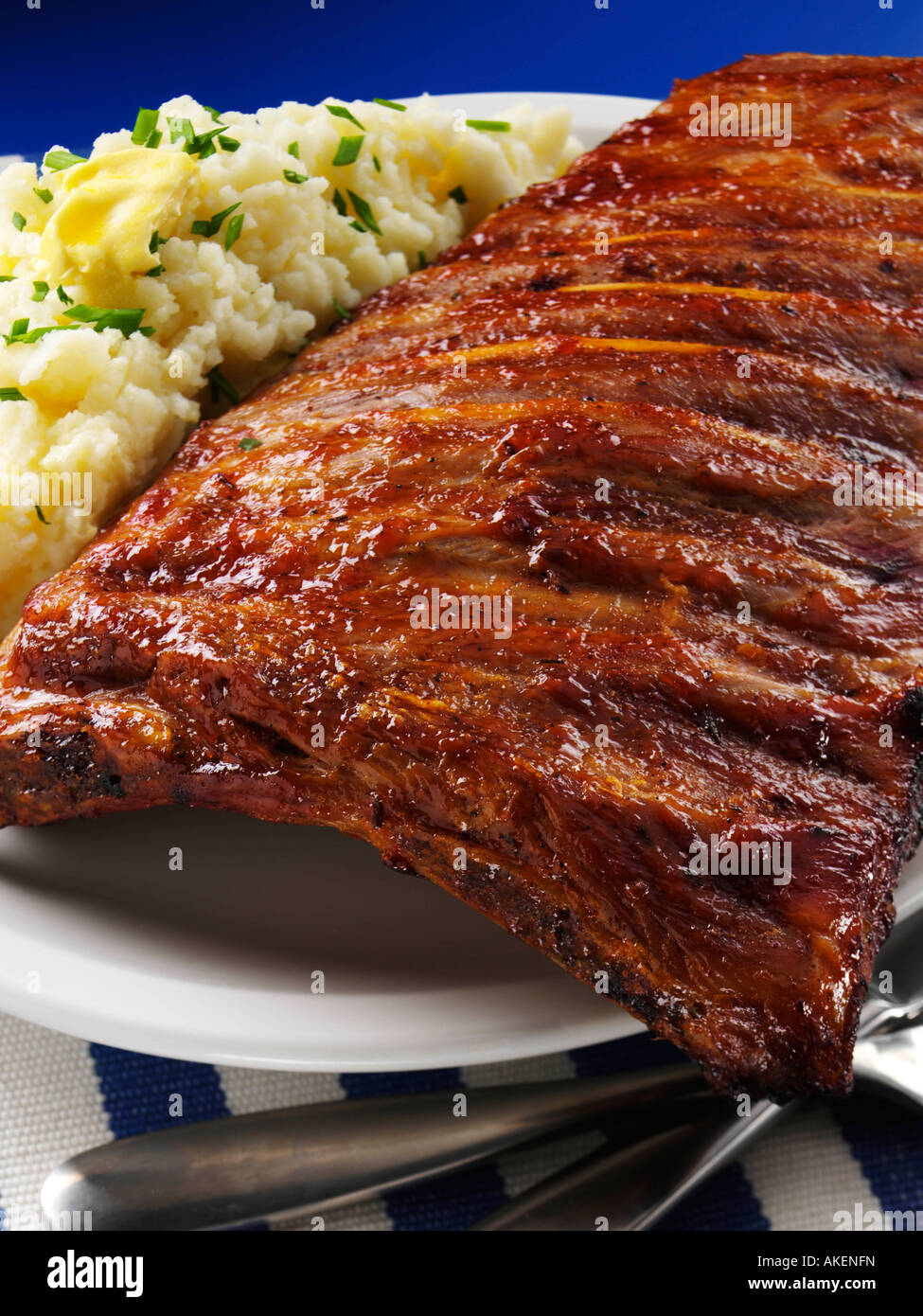 A whole rack of American pork spare ribs editorial food Stock Photo Alamy