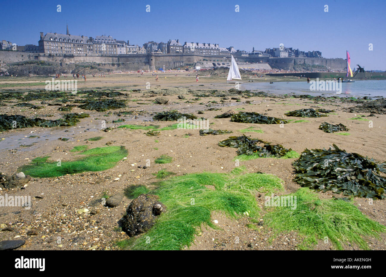 beach and village, saint malo, france Stock Photo Alamy