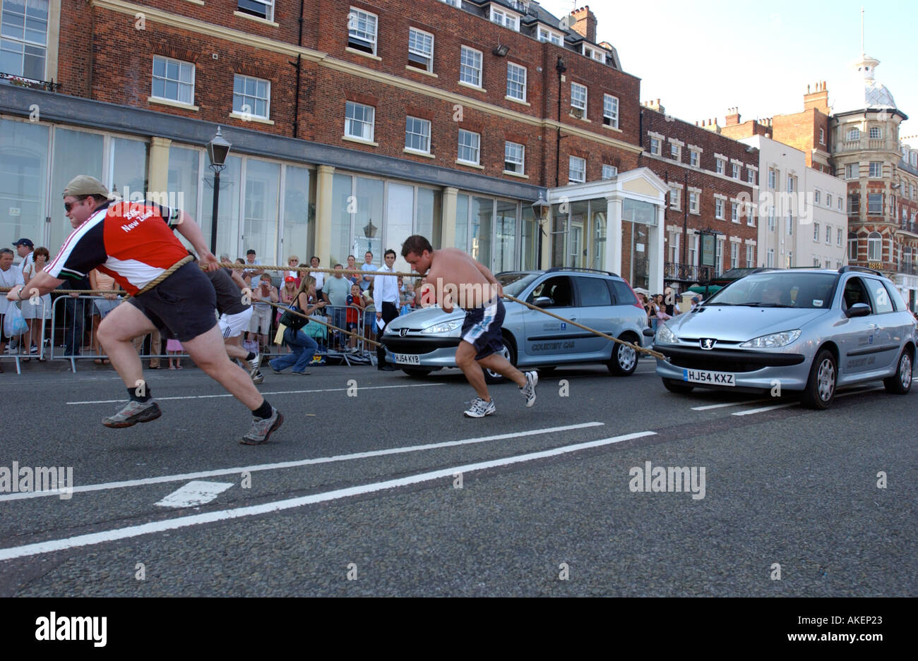 Car pulling contest Stock Photo Alamy