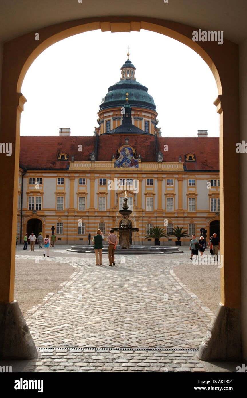 The Monastery at Melk Nr Vienna on the bank of the River Danube Stock Photo