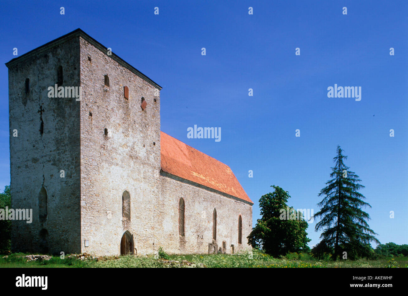 Estland, Insel Saaremaa, Pöide (Peudorf), Wehrkirche aus dem 13. Jh. Stock Photo