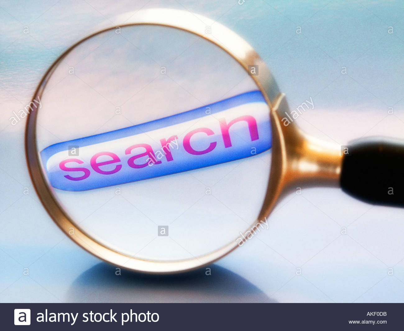 magnifier with the word search symbol of searching investigation Stock ...