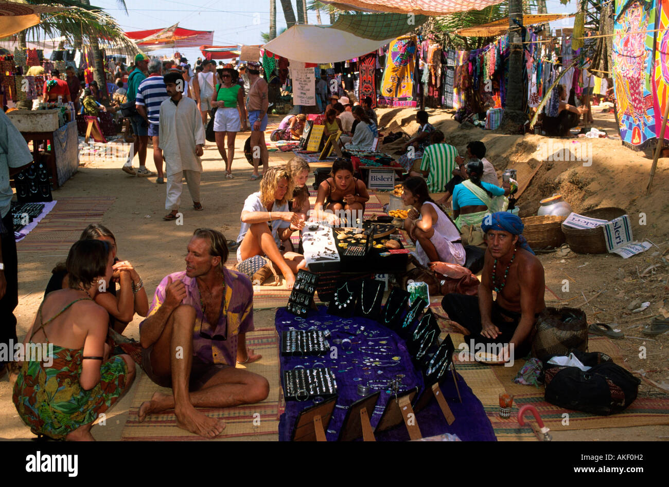Indien, Goa, District Bardez, Anjuna, am Hippie-Flohmarkt Stock Photo