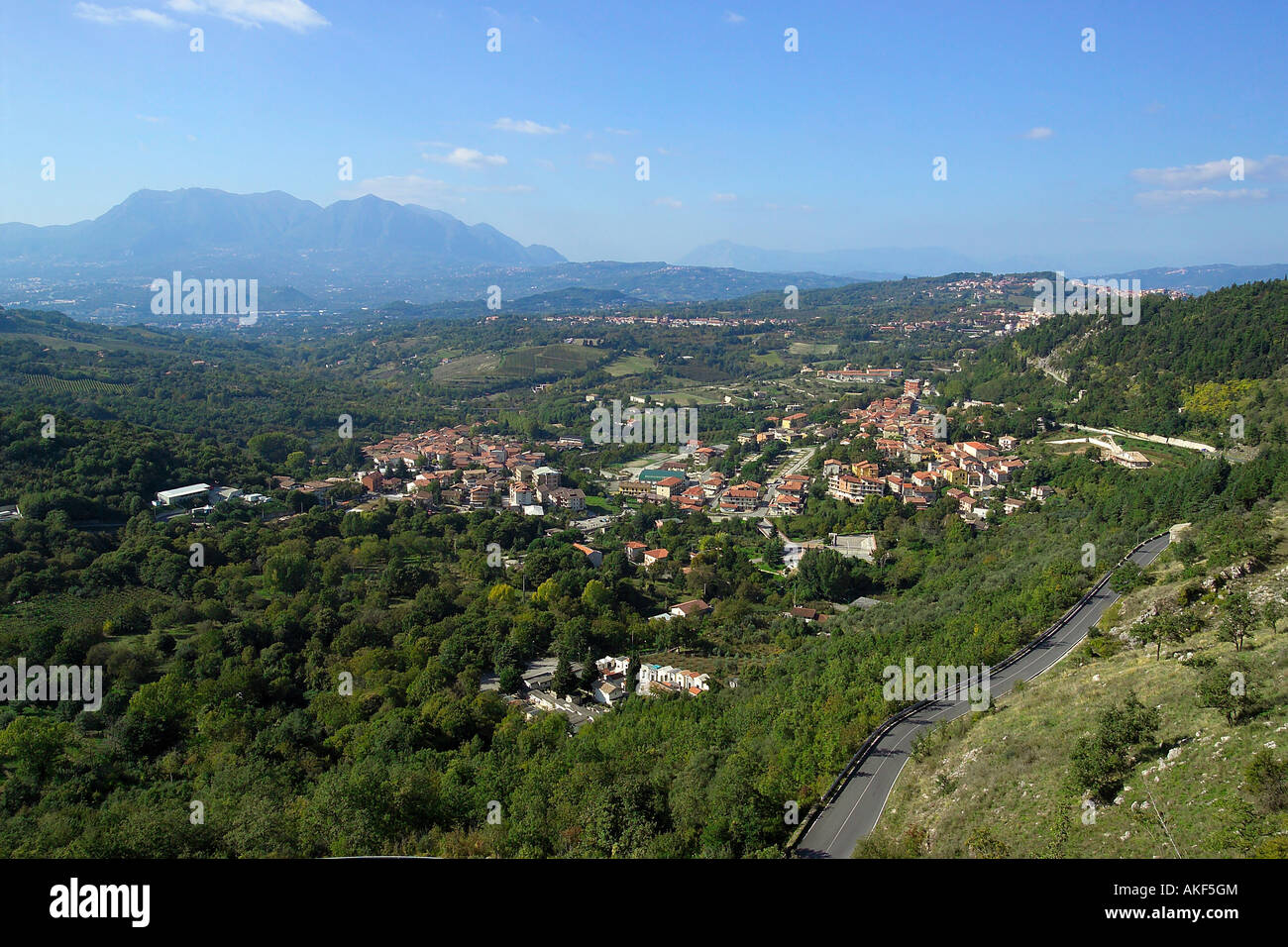 Landscape, Valley of Sabato river, Salza Irpina and Sorbo Serpico, Campania, Italy Stock Photo