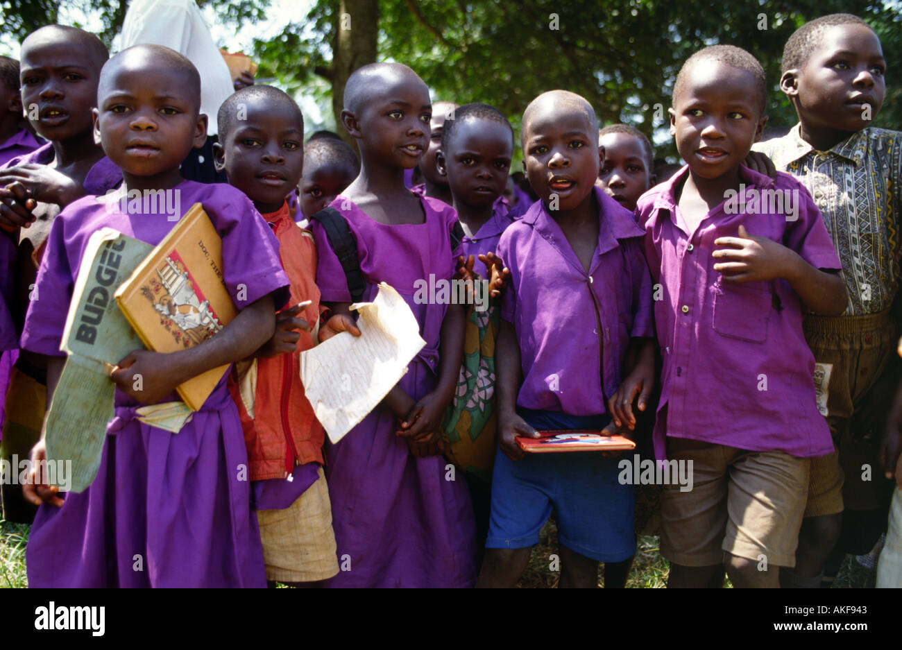 A group of children in school uniform Jinja Uganda Africa Stock Photo
