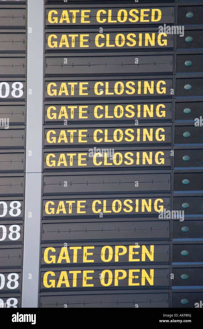 Close-up of an arrival departure board at an airport Stock Photo