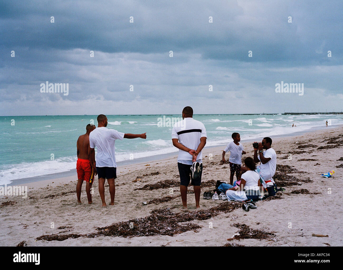 Group on beach Miami Florida USA Stock Photo