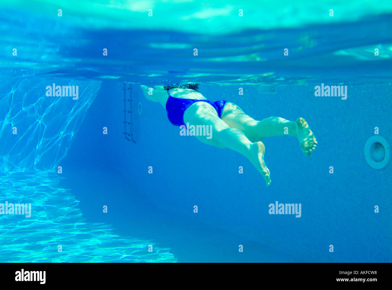 woman swimming in outdoor swimming pool from underwater Stock Photo - Alamy