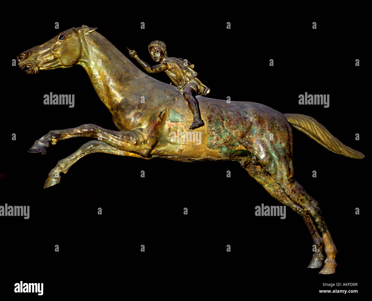 The jockey of Artemision Artemis Bronze boy on horse Museum Stock Photo