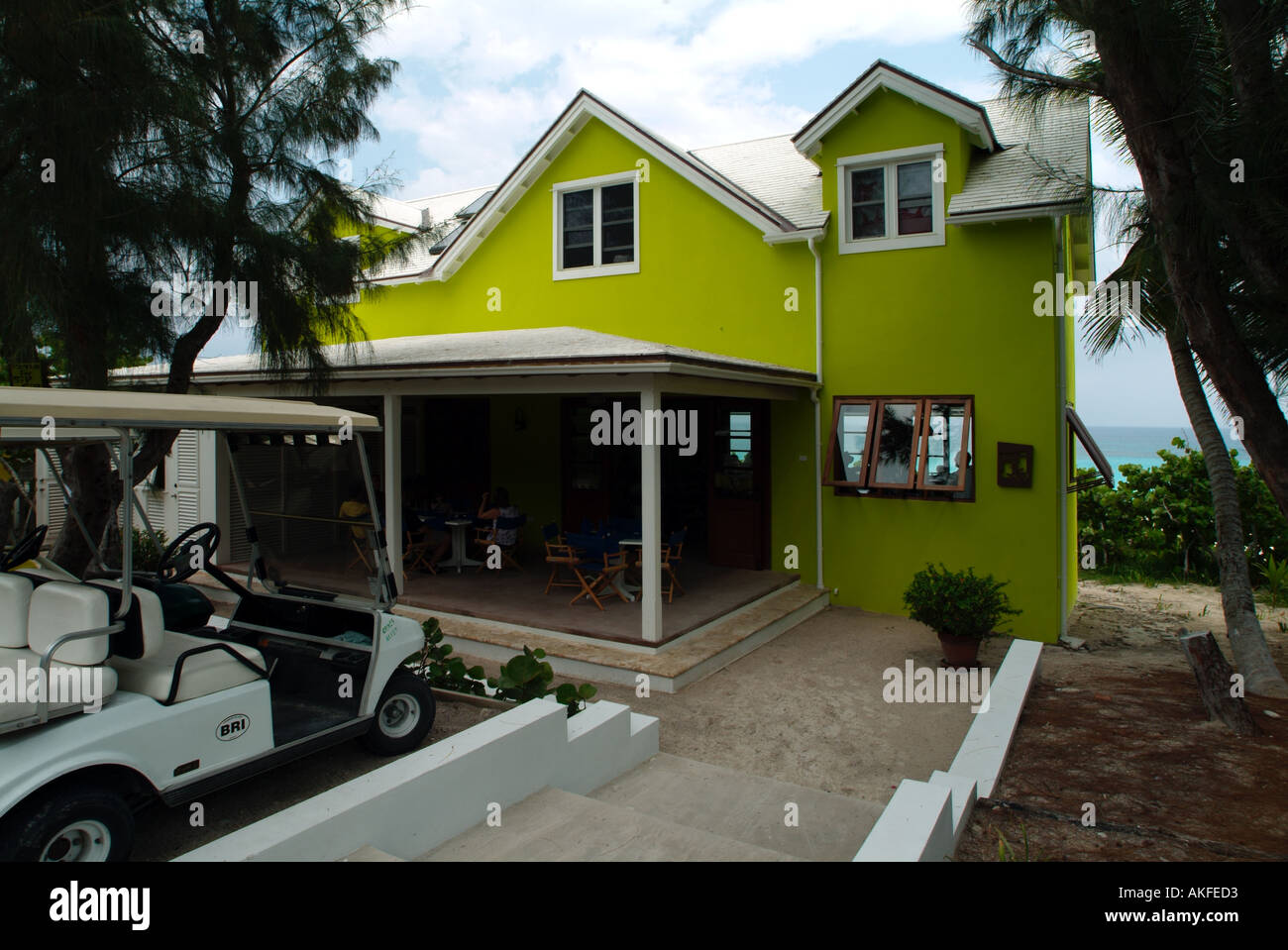 Beach side restaurant Harbour Island Bahamas Stock Photo Alamy