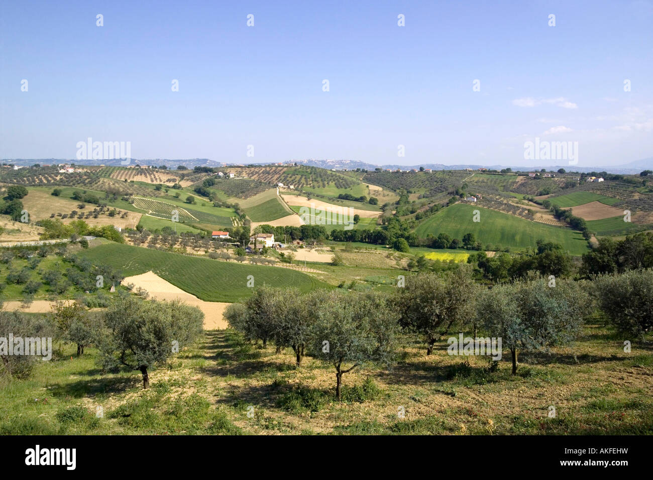 Landscape from Fiume Pescara valley to Chieti, Abruzzo, Italy Stock Photo