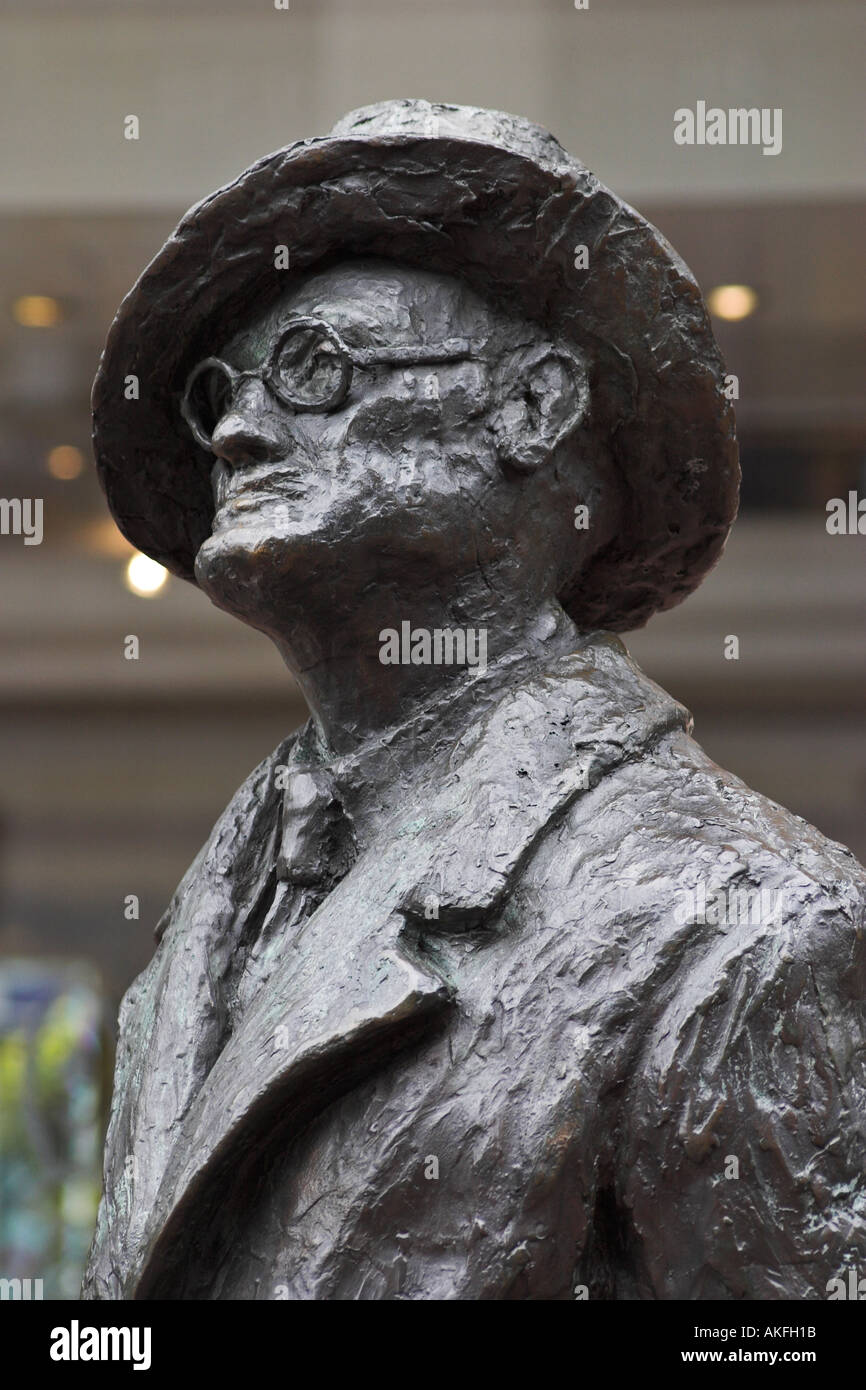 A bronze sculpture of writer James Joyce on Earl Street North Dublin ...