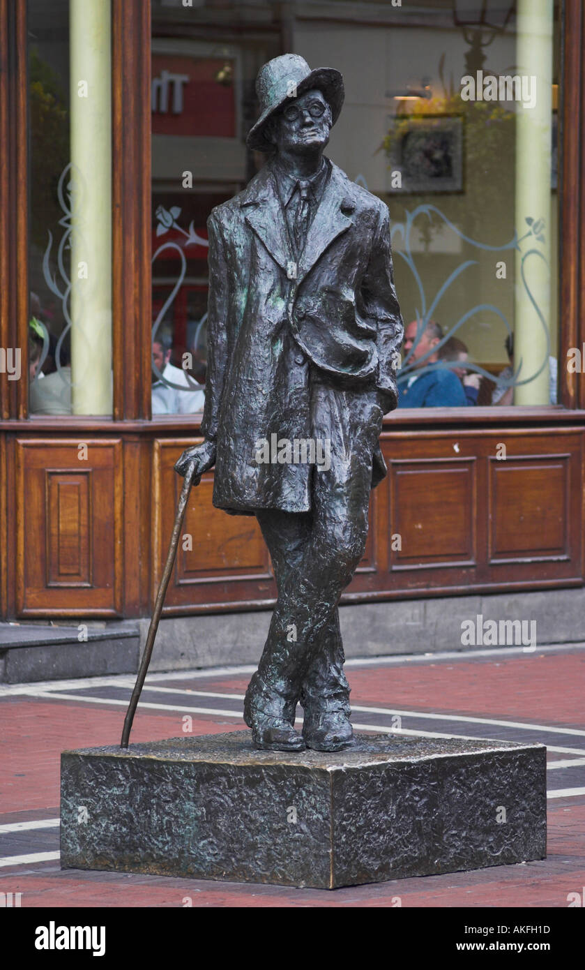 A bronze sculpture of writer James Joyce on Earl Street North Dublin ...