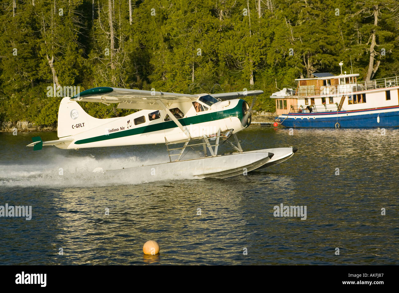 Floatplane taking off Hot Springs Cove Clayoquot Sound West Coast