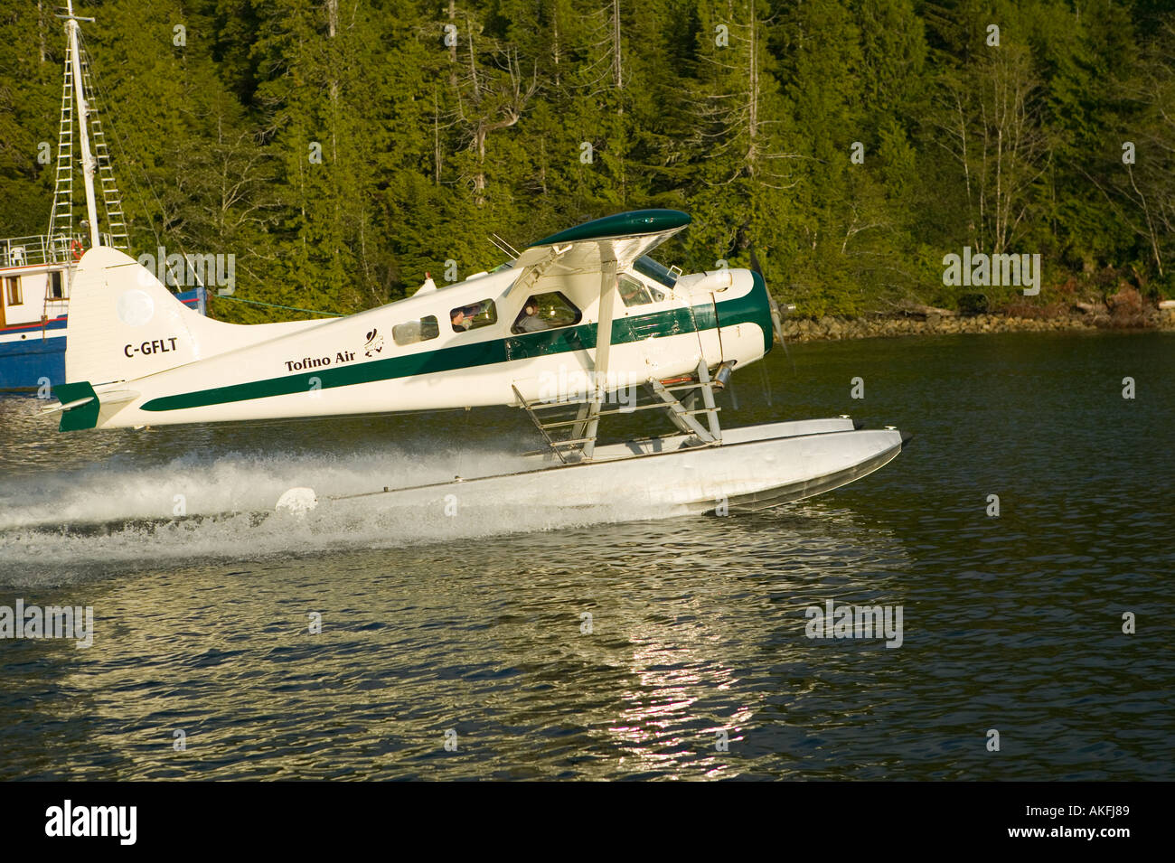 Floatplane taking off Hot Springs Cove Clayoquot Sound West Coast
