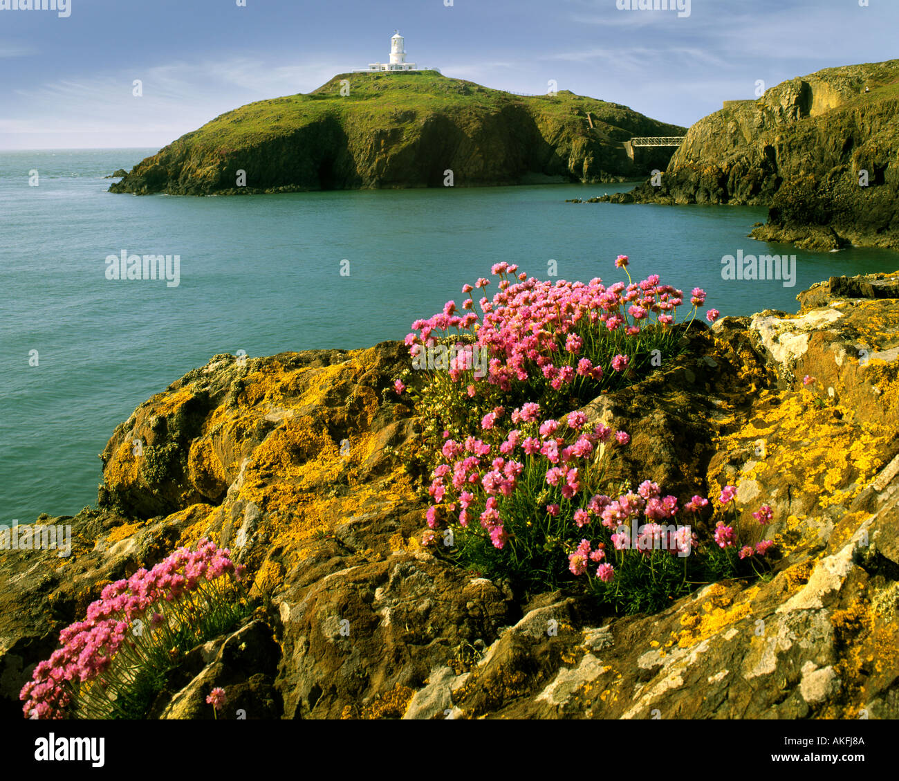 GB - WALES: Strumble Head Lighthouse, Pembrokeshire Stock Photo