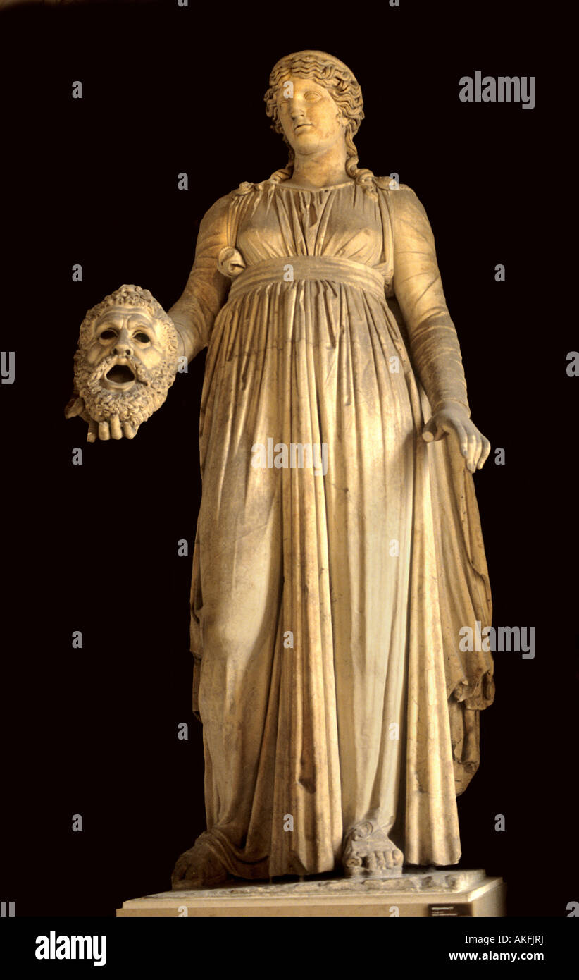 Melpomene, the Muse of Tragedy, 50 BC from the Theatre of Pompeii in Rome Stock Photo