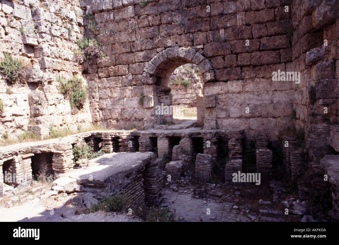 The Roman Baths in the ruined ancient city of Perge in the Antalya region of Turkey Stock Photo