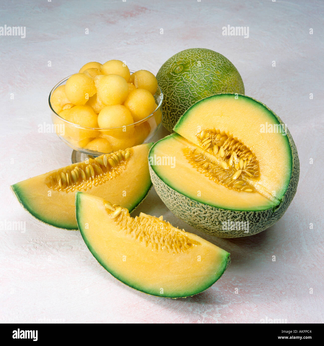 slices of melon name canteloupe france editorial use only Stock Photo