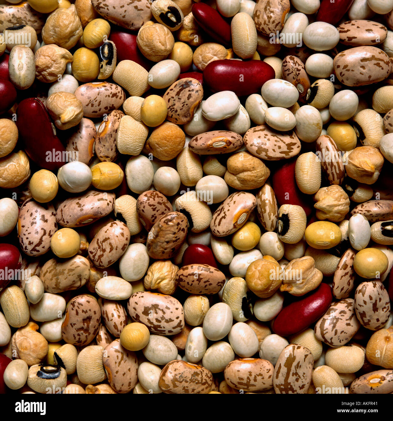 chickpeas borlotti beans kidney beans fava beans soya beans Stock Photo