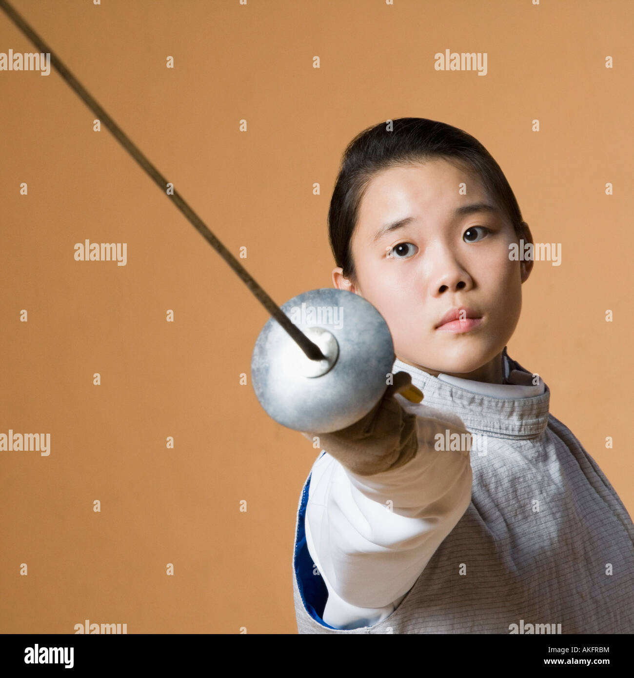 Portrait of a female fencer fencing Stock Photo Alamy