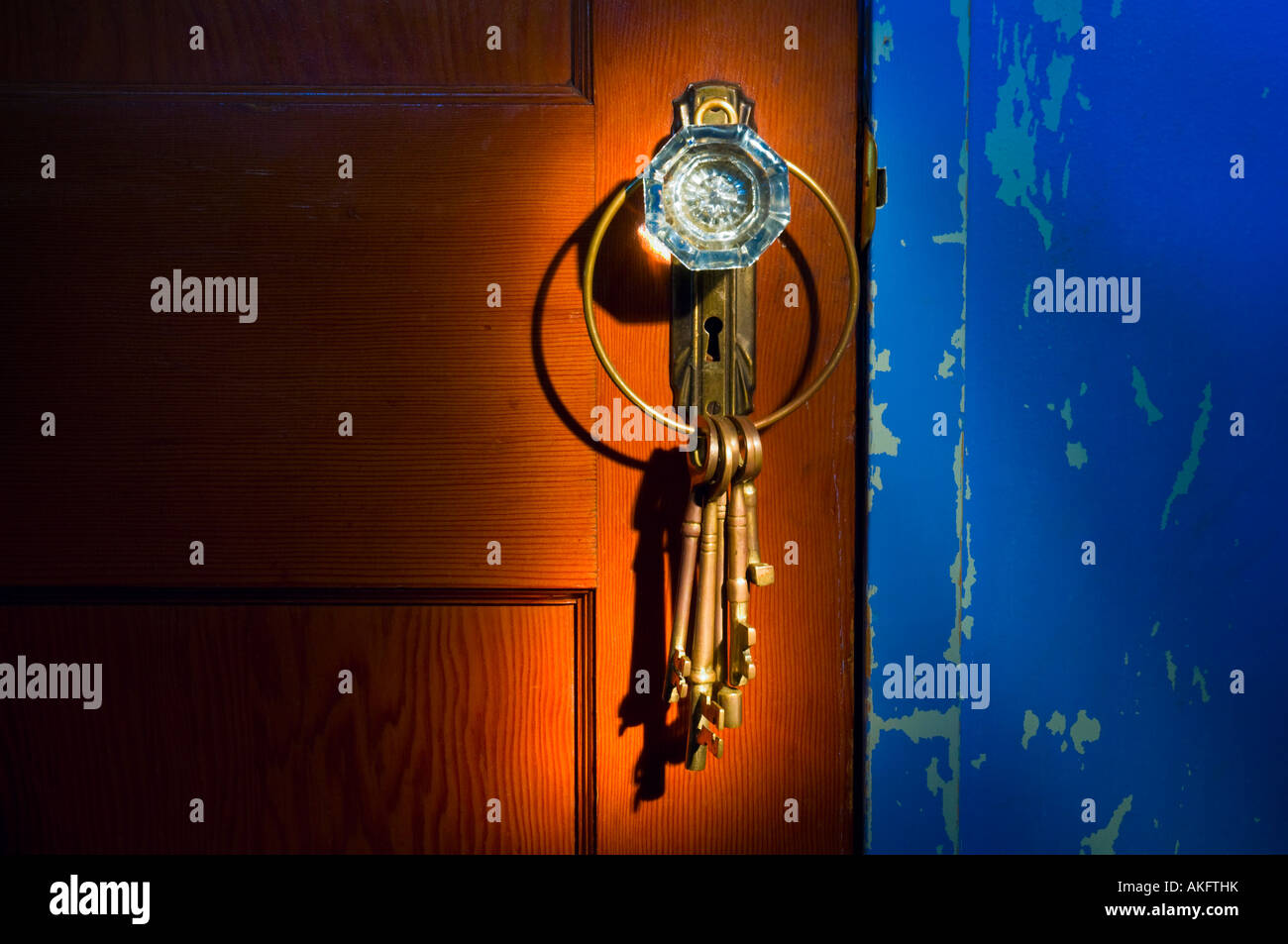 Antique glass doorknob with keys Stock Photo Alamy