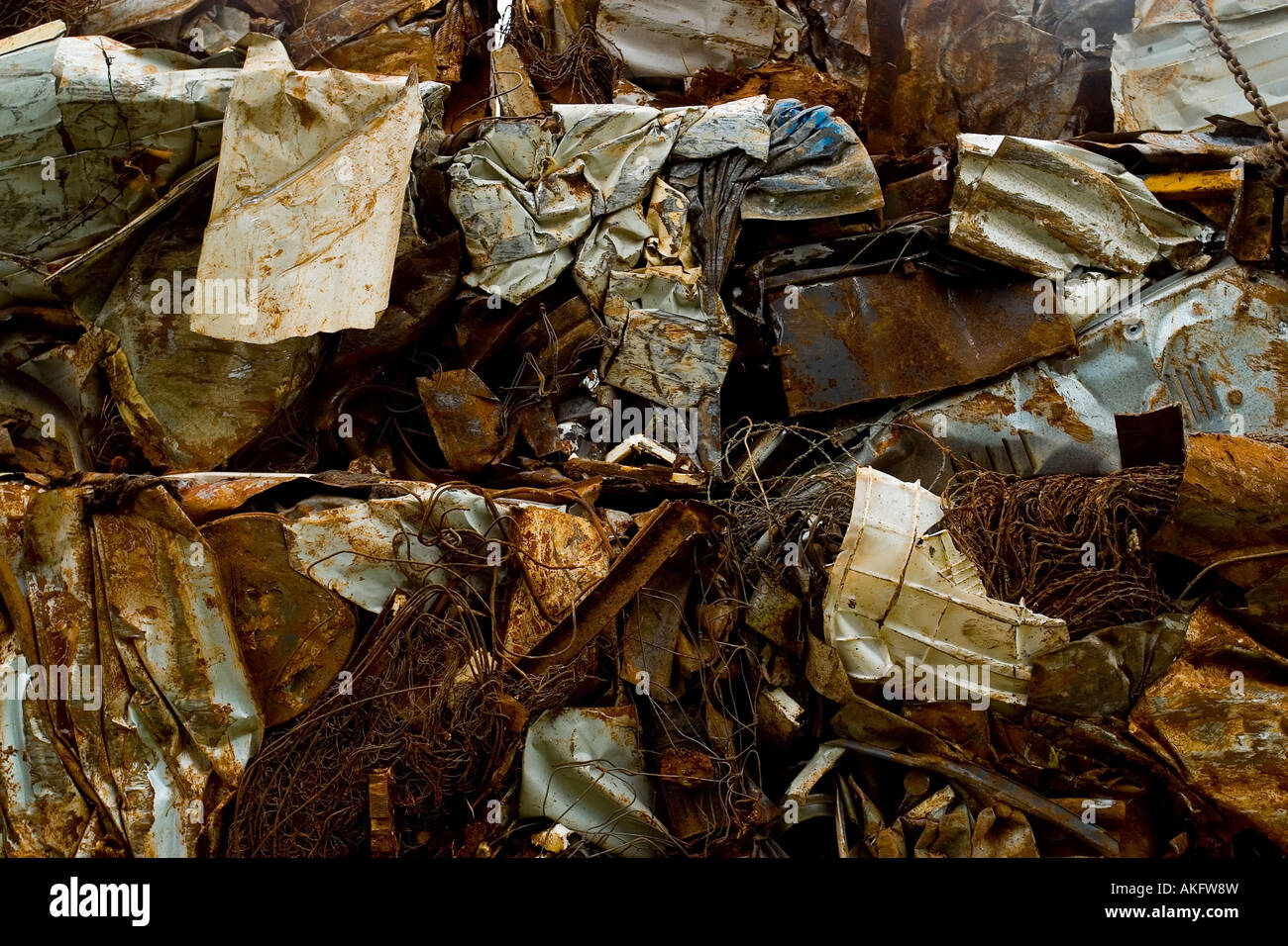 Crushed Steal prepared for recycling Stock Photo Alamy
