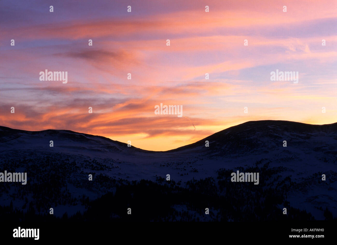 USA, Colorado, Skiresort Copper Mountain, Rocky Mountains im Morgenlicht Stock Photo