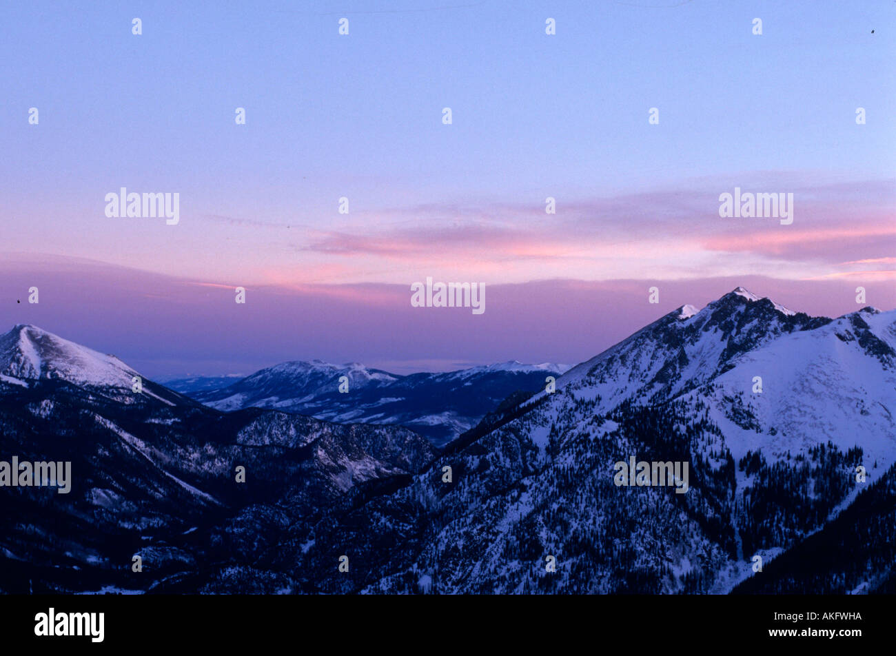 USA, Colorado, Skiresort Copper Mountain, Rocky Mountains im Morgenlicht Stock Photo