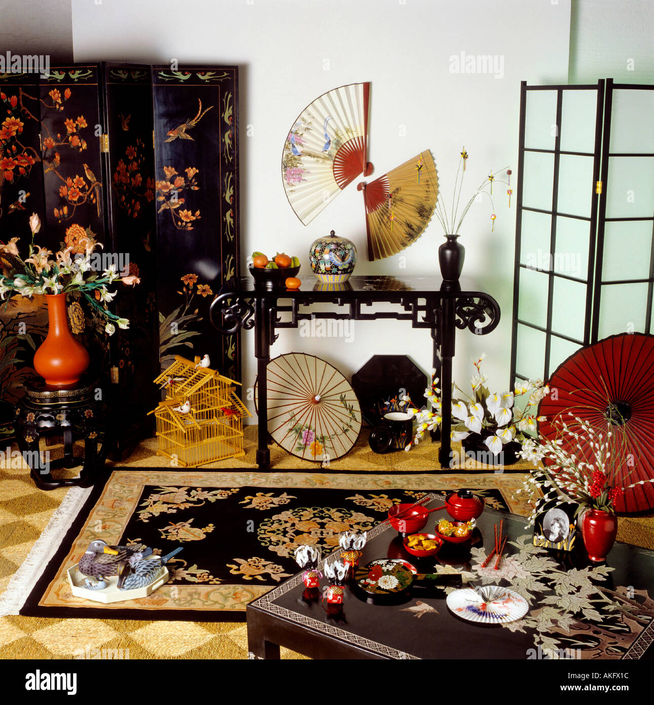 japanese furniture and bric a brac editorial use only Stock Photo
