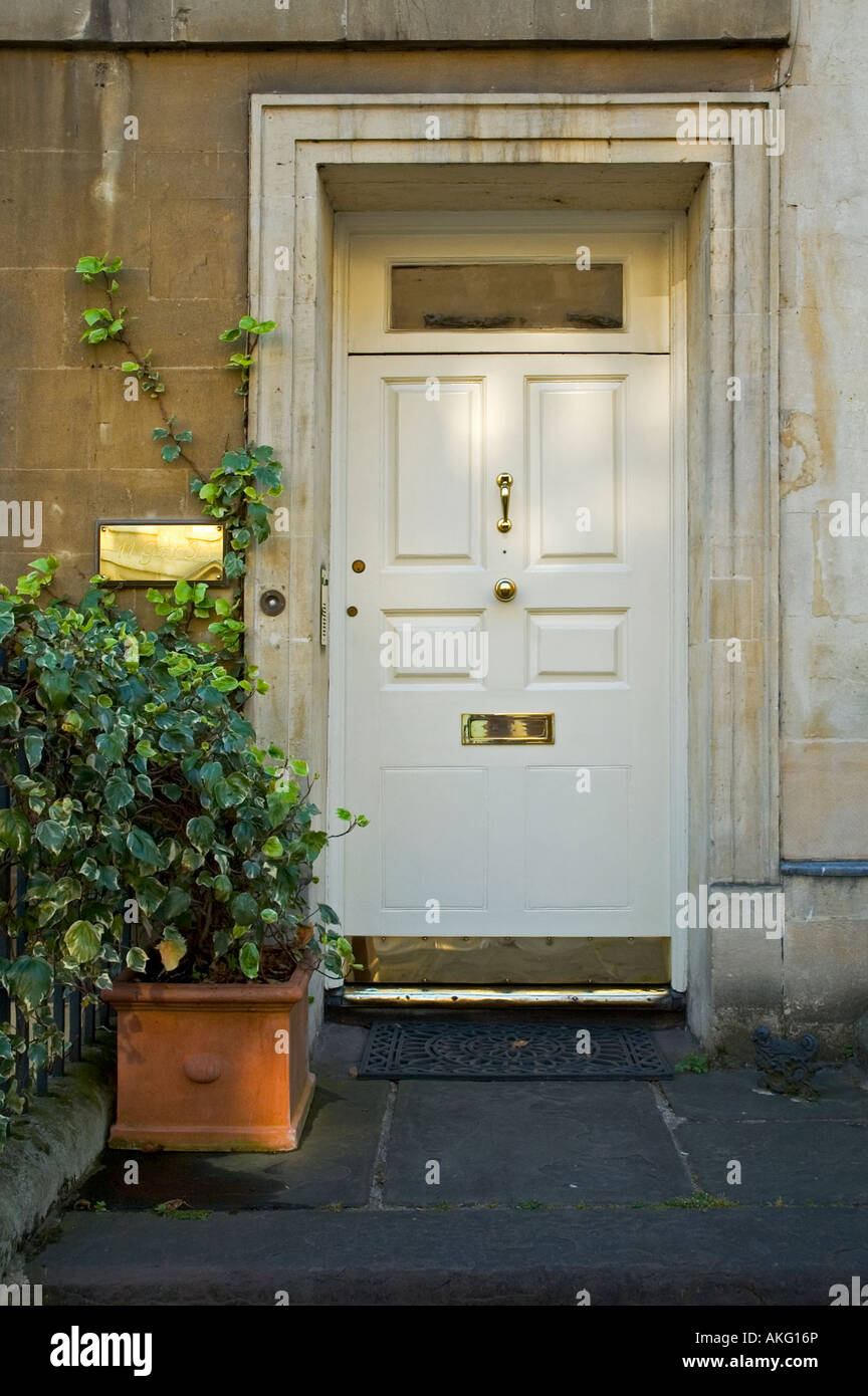 fancy white entrance door Stock Photo