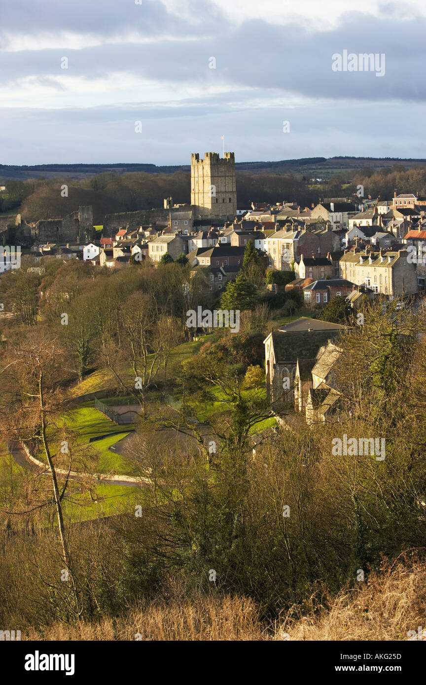 Richmond Castle and town North Yorkshire England UK Stock Photo