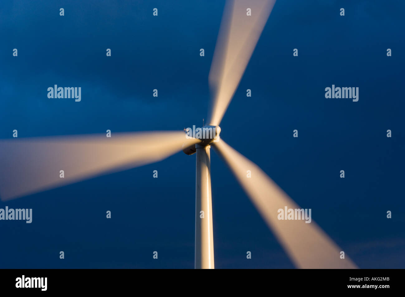 Revolving blades of a 2 3 megawatt wind turbine, Scotland Stock Photo ...