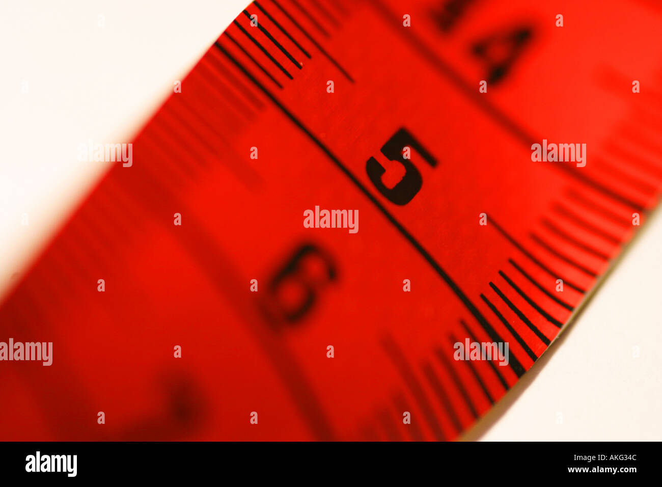 Tape measure close up red colour Stock Photo
