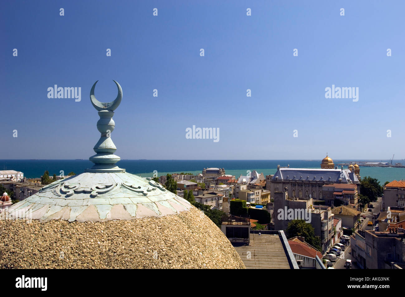 Mahmudiye Mosque and view towards the sea Constanta Black Sea coast Romania Stock Photo