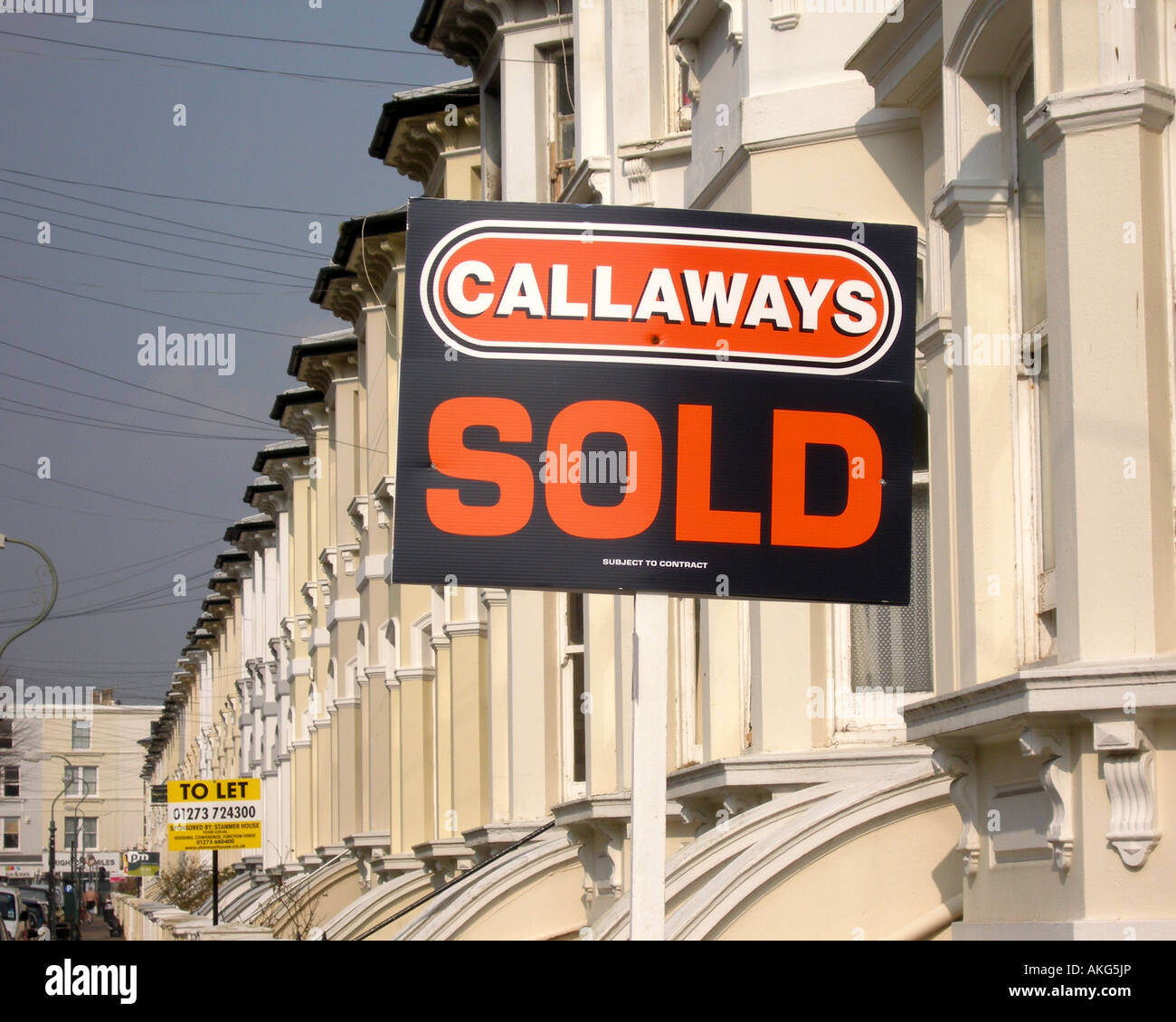 Street of Residential Houses with Sold and To Let Signs, Hove, East
