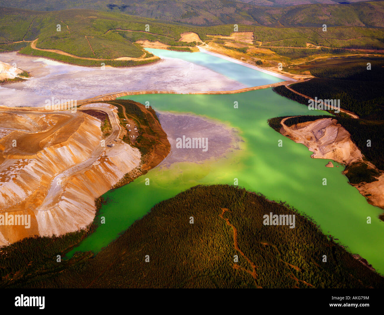 The open pit gold mining operation of Fort Knox Gold Mine just north of Fairbanks Alaska Stock Photo