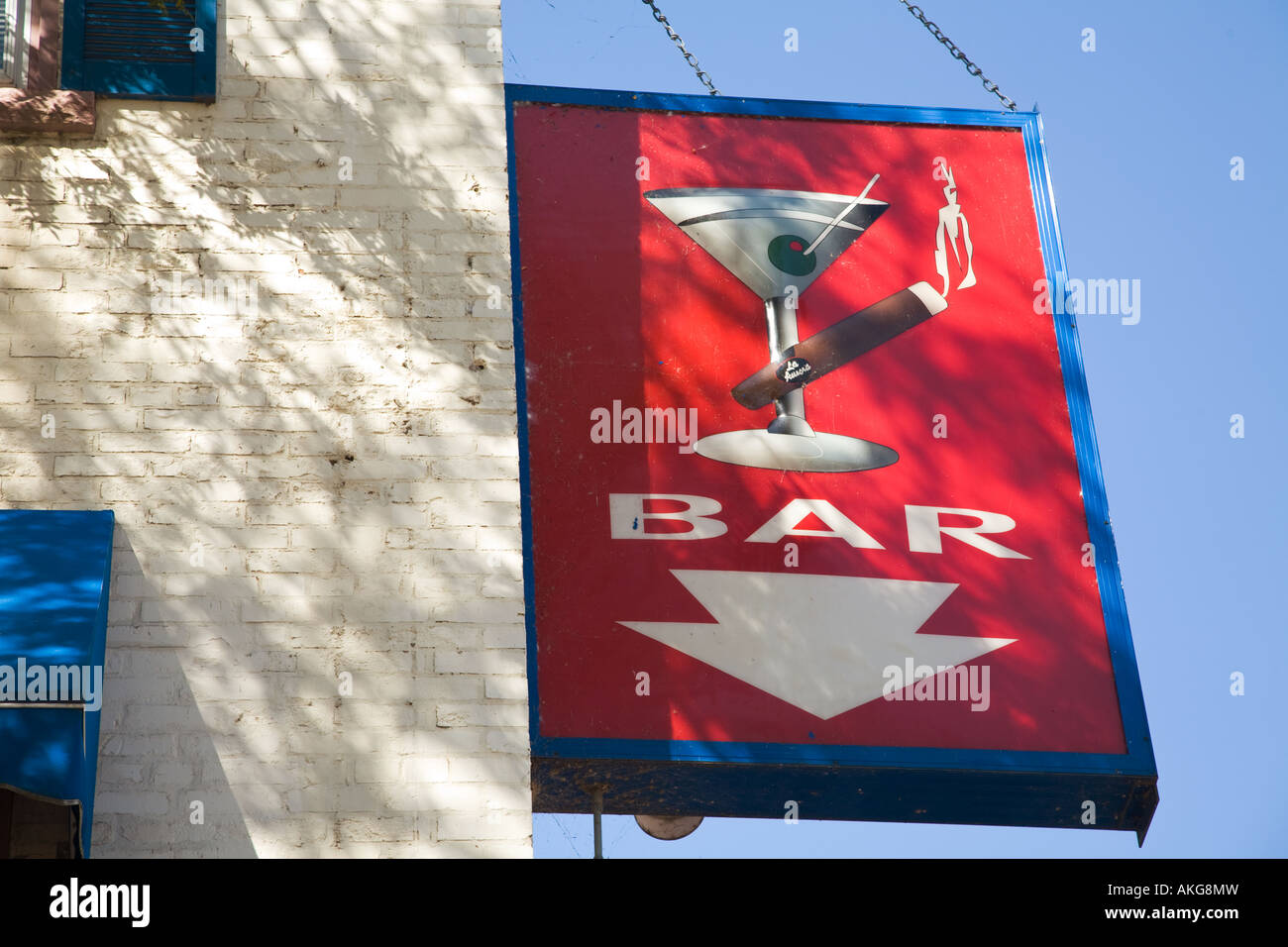 ILLINOIS Aurora Martini glass olive and cigar on red bar sign with