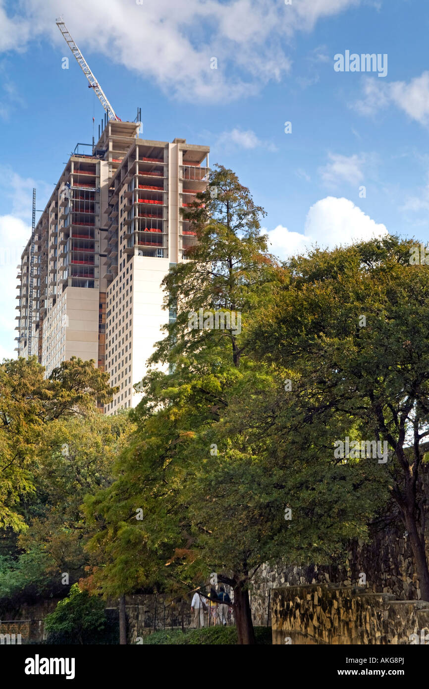 New building under construction riverwalk San Antonio Texas Stock Photo