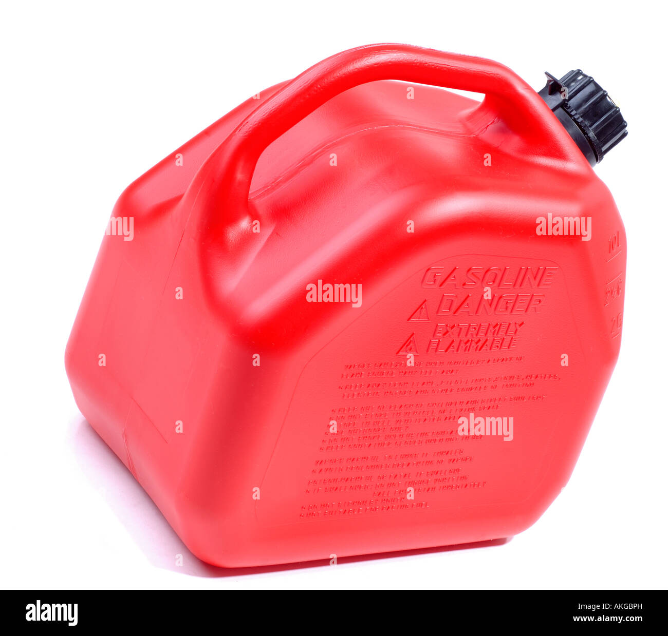 Red Plastic Gas Can Ready For Emergency Breakdowns Stock Photo Alamy