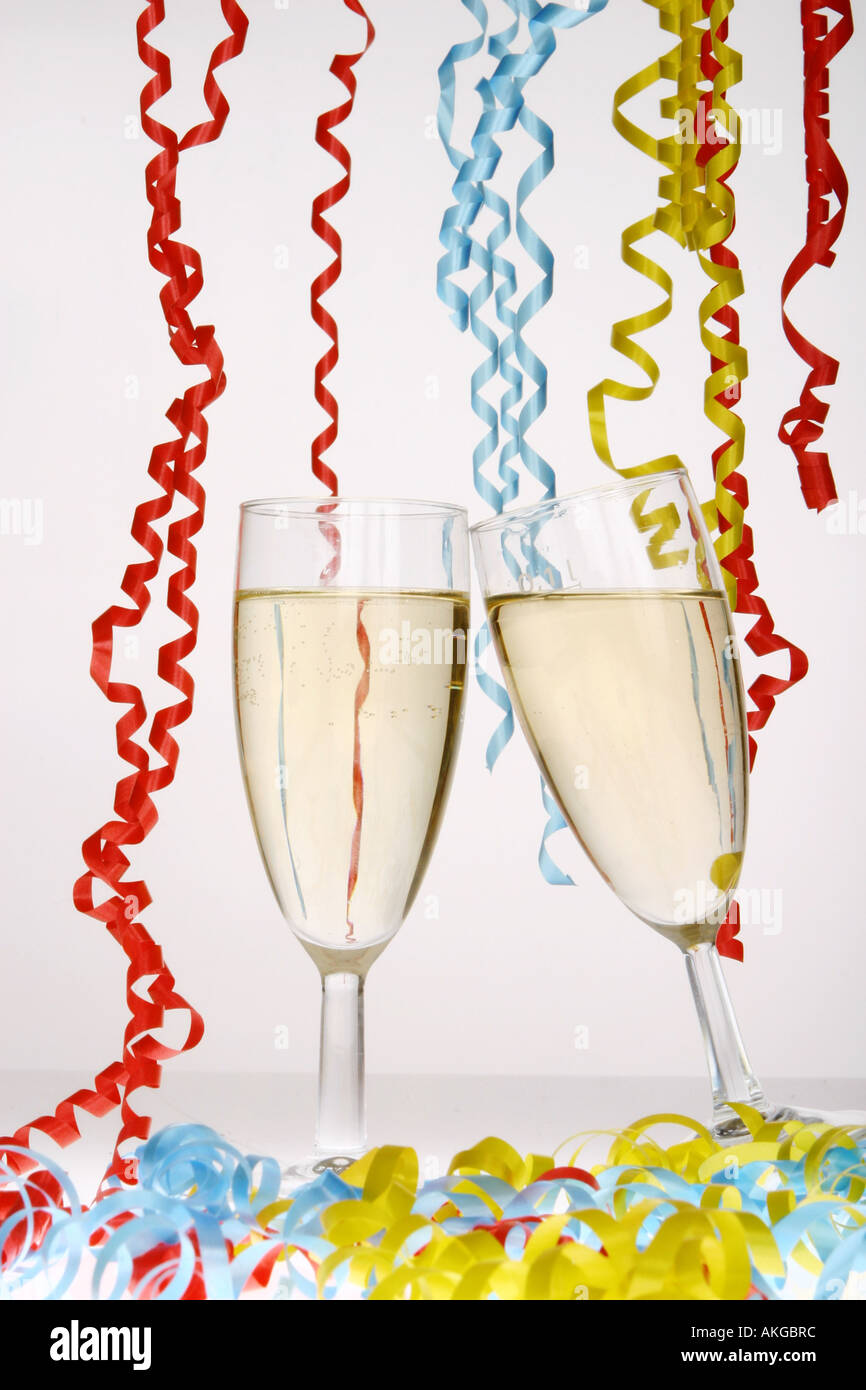 Champagne Glasses with ribbons Stock Photo Alamy