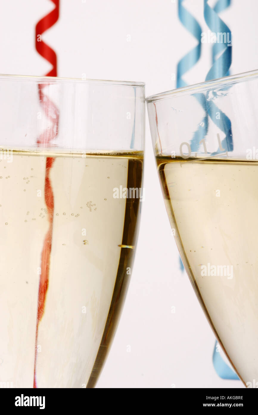 Champagne Glasses with ribbons Stock Photo Alamy