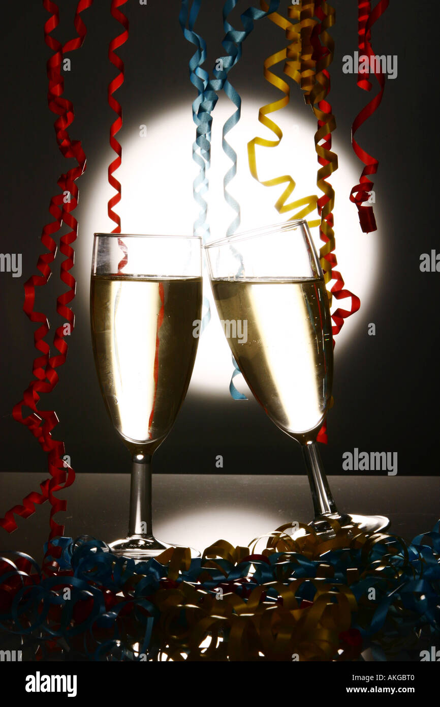 Champagne Glasses with ribbons Stock Photo Alamy