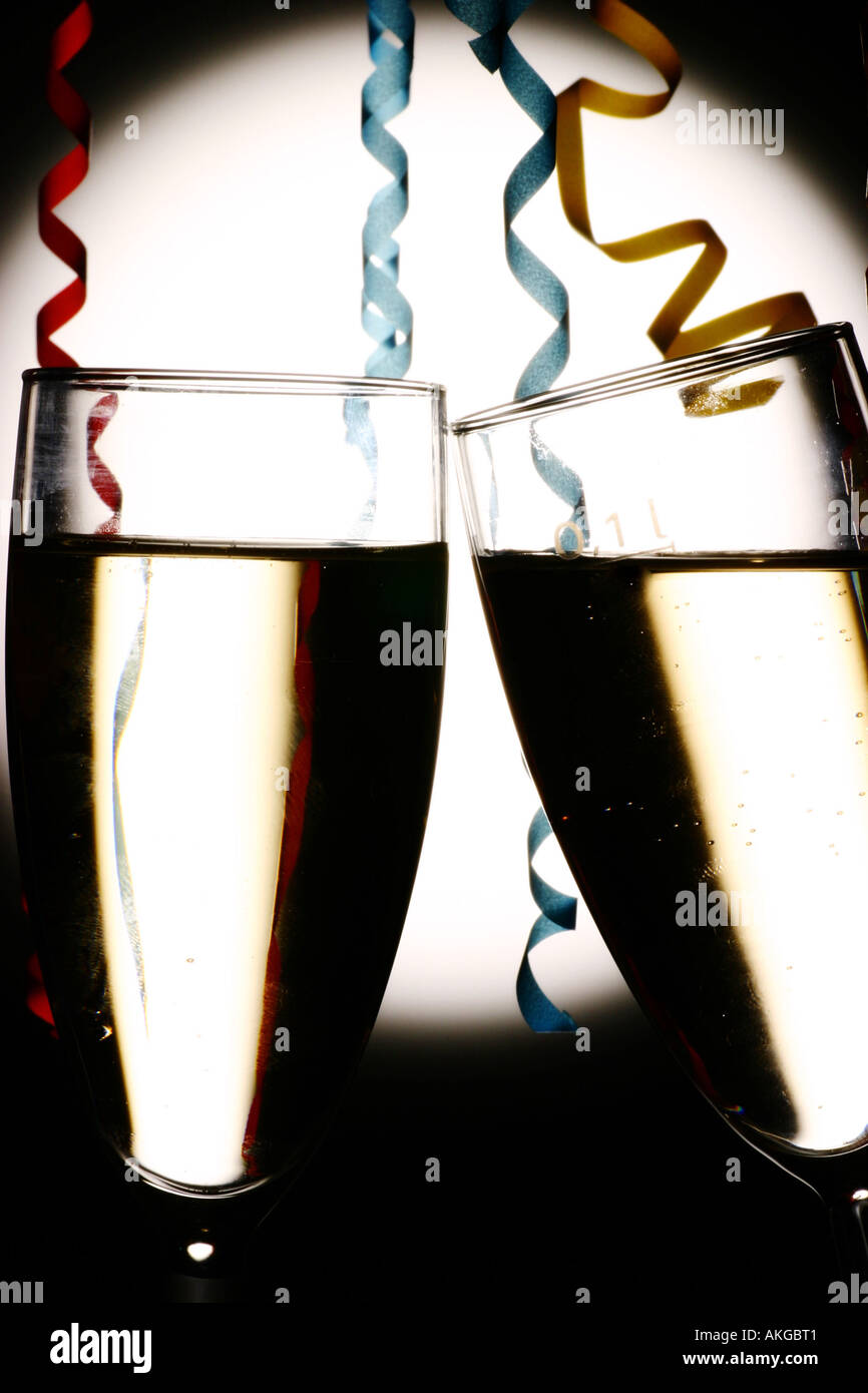 Champagne Glasses with ribbons Stock Photo Alamy