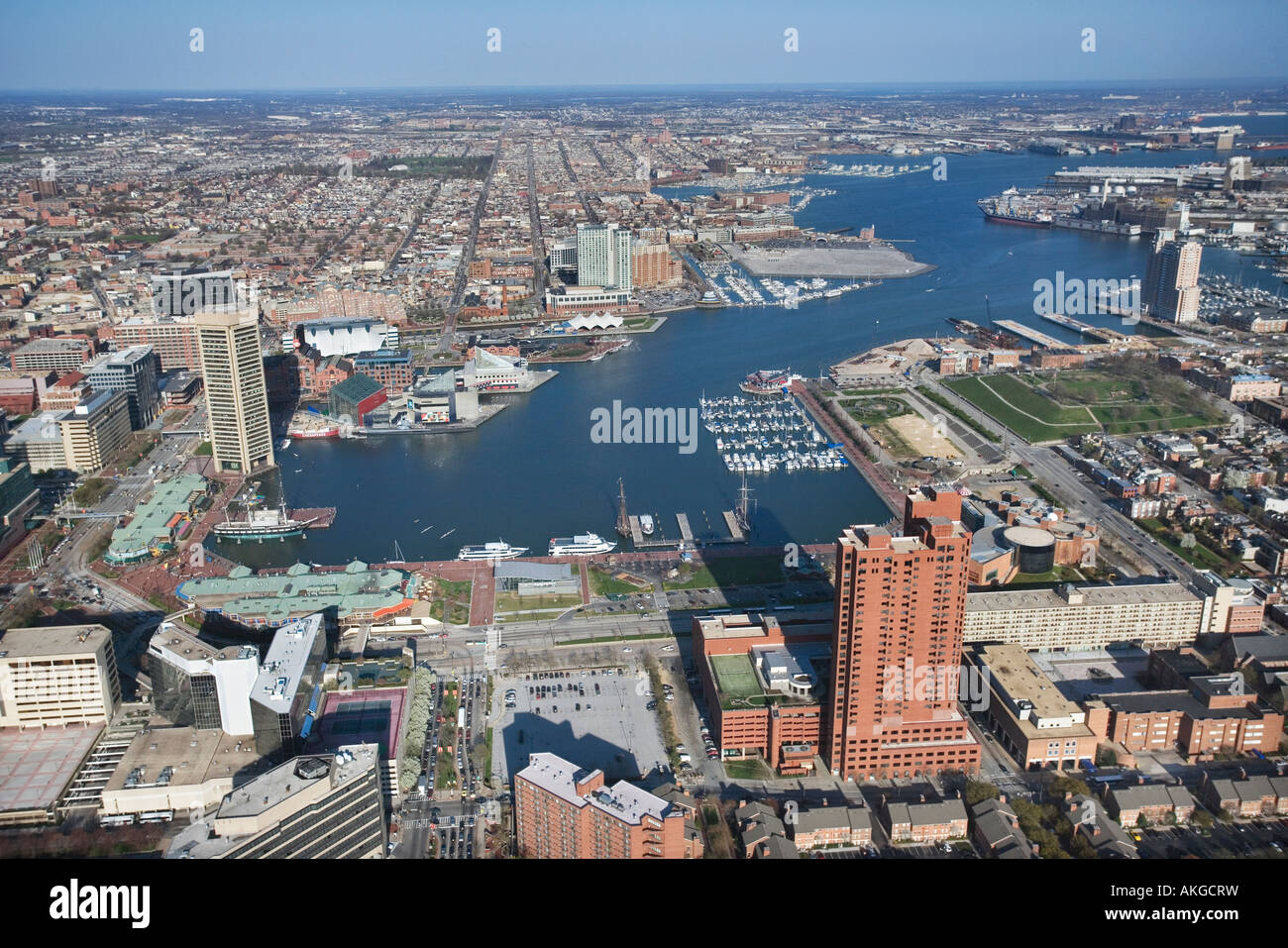 Aerial view of the Inner Harbor in Baltimore Maryland Stock Photo Alamy